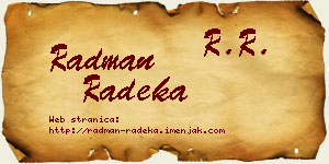 Radman Radeka vizit kartica